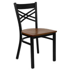 Flash Furniture – Chaise de restaurant en métal à traverses entrecroisées, noir, siège en cerisier, 2/bt (XU6FOBXBKCHYW)-Capacité de poids de 500 lb