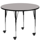 Flash Furniture Mobile 48" Round Grey HP Laminate Activity Table - Standard Height Adjustable Legs-Popular Round Activity Table