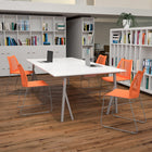 Flash Furniture HERCULES Series Orange Stack Chair with Air-Vent Back & Black Powder Coated Sled Base-Black Powder Coated Sled Base Frame with Plastic Floor Glides