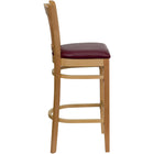 Flash Furniture – Tabouret de bar/restaurant Hercules en bois naturel, dossier à lattes verticales et siège en vinyle bourgogne-Capacité de poids de 800 lb