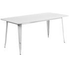 Flash Furniture 31.5'' x 63'' Rectangular White Metal Indoor-Outdoor Table Set with 6 Stack Chairs (ET-CT005-6-30-WH-GG)-31.50"W x 63"D x 29.50"H