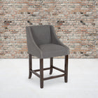 Flash Furniture - Tabouret à la hauteur de comptoir en noyer de 24 po haut. de la série Carmel avec tissu gris foncé-Appui-pieds