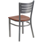 Flash Furniture HERCULES Series Slat Back Metal Restaurant Chairs with Cherry Wood Seat - Silver - 2 Pack-.625" Thick Plywood Seat
