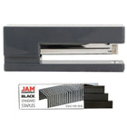 JAM Paper Office & Desk Sets, Stapler Pack of Staples, Grey and Black (3375GYBK)-Colour: Grey Stapler & a Pack of Black Staples