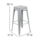 Flash Furniture 30" High Metal Indoor Bar Stool in Silver - Stackable Set of 4-Suitable for kitchen islands and restaurants