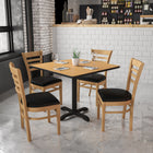 Flash Furniture HERCULES Series Ladder Back Natural Wood Restaurant Chair - Black Vinyl Seat-Solid European Beech Hardwood Construction