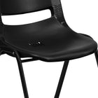 Flash Furniture HERCULES Series Black Ergonomic Shell Stack Chair with Black Frame & 16" Seat Height-Black Powder Coated Frame Finish
