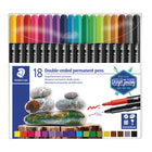 Staedtler Double-Ended Permanent Marker Pens - 18 Pack (3187 TB18 02)-Double ended permanent marker ideal for sketching, marking & drawing on almost anything