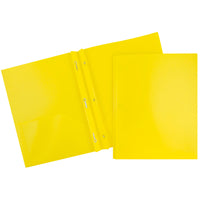 JAM Paper Plastic POP Two Pocket Clasp School Folders with Prong Clip Fasteners, Yellow, 96 Pack (382ECYED)-Yellow