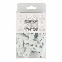 JAM Paper Metal Bulldog Clips - Medium - 31mm - White - 15 Pack-Color: White