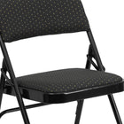 Flash Furniture HERCULES Series Curved Triple Braced & Double-Hinged Black Patterned Fabric Metal Folding Chair-Curved Triple Braced Frame