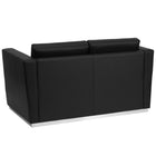 Flash Furniture HERCULES Trinity Series Contemporary Black LeatherSoft Loveseat with Stainless Steel Base-Black LeatherSoft Upholstery