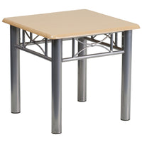 Flash Furniture Natural Laminate End Table with Silver Steel Frame-Contemporary Style