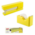 JAM Paper Office & Desk Sets, Tape Dispenser Stapler Pack of Staples, Yellow (33758YE)-Colour: Yellow