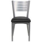 Flash Furniture HERCULES Series Silver Slat Back Metal Restaurant Chair - Black Vinyl Seat-Metal Chair