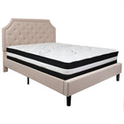 Flash Furniture Brighton Queen Size Tufted Upholstered Platform Bed in Beige Fabric with Pocket Spring Mattress-Bed