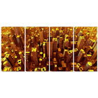 Designart Golden City from the Sky 4-Panel Modern Canvas Art Print, (PT3077-271)-Print