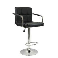 Nicer Furniture Hexagrid Swivel Hydraulic Bar Stool with Arms - Black - 2 Pack-Set of 2 contemporary stools, upholstered in durable polyurethane leatherette.
