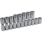Gray Tools 19 Piece 1/2" Drive 6 Point Metric, Standard Chrome Socket Set, 10mm-28mm-Contains Sizes: 10, 11, 12, 13, 14, 15, 16, 17, 18, 19, 20, 21, 22, 23, 24, 25, 26, 27, 28mm.