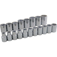 Ens. 19douilles 10 à 28mm à 6pans, prise 1/2po-1