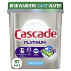 Cascade ActionPacs Platinum Dishwasher Detergent - Fresh Scent - 67 Pack-Tablets