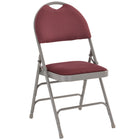 Flash Furniture – Chaise pliante en métal HERCULES grande capacité à poignée, 3 barreaux, tissu bourgogne (HAMC705AF3EN)-Siège et dossier rembourrés en tissu bourgogne