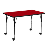 Flash Furniture Mobile 24"W x 48"L Rectangular Thermal Laminate Activity Table - Red-Popular Rectangular Activity Table