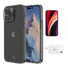 AXS Starter Kit bundle - Ultra Clear Case, Screen Protector and 20w Charger for Apple iPhone 14 Pro Max-Drop-tested, scratch resistant phone case with shock absorbing air pockets