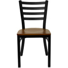 Flash Furniture HERCULES Series Black Ladder Back Metal Restaurant Chair - Cherry Wood Seat-Metal Chair