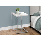Monarch Specialties 3636 Accent Table - 25"H/Glossy White/Chrome Metal-Sturdy chrome metal base rises above the tabletop to form a handle that can be used to carry this lightweight table as needed in a living room or bedroom, or any room in need of a small side table