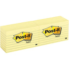 Notes Post–It − Jaune canari − 7,6 cm de large x 12,7 cm de long − 100 par bloc − 12 blocs par paquet-Jaune canari, 3 po x 5 po