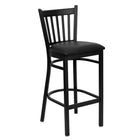 Flash Furniture HERCULES Series Black Vertical Back Metal Restaurant Barstool - Black Vinyl Seat-500 lb. Weight Capacity