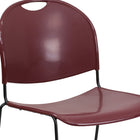 Flash Furniture HERCULES Series Burgundy Ultra-Compact Stack Chair with Black Frame-Carrying Handle Cutout for Easy Movement