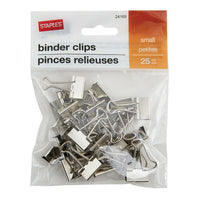Staples Binder Clips - Small 3/4" - Silver - 25 Pack-Strong metal clips to keep papers securely fastened