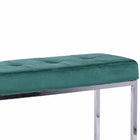Plata Decor Cisne Chrome Bench with Velvet Top - Green-Weight Capacity: 250 lbs