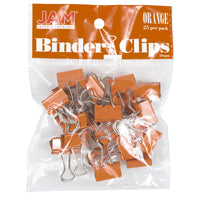 JAM Paper Binder Clips, Small, 19mm, Orange Binderclips, 5 packs of 25 (334BCORg)-Size: 0.75"