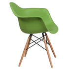 Flash Furniture Alonza Series Green Plastic Chair with Wooden Legs-Curved Arms