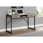 Monarch Specialties 7365 48" Computer Desk - Dark Taupe/Black Metal-2 spacious drawers for storage with sleek black drawer handles
