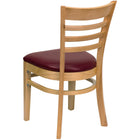Flash Furniture - Chaise de restaurant de la série HERCULES en bois naturel à dossier échelle - siège en vinyle bourgogne-Siège rembourré de 2.5 po en mousse épaisse