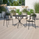 Flash Furniture 35.25" Round Black Indoor-Outdoor Steel Patio Table-1" Edge Top