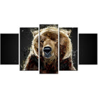 Designart Brown Bear, Black Canvas Art Print, 5 Panels, (PT2301-373)-Print