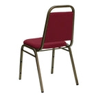 Flash Furniture – Chaise banquet empilable Hercules à dossier trapézoïdal, tissu bourgogne et structure dorée, 4/pqt-Conception à dossier trapèze