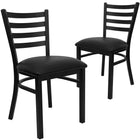 Flash Furniture HERCULES Series Black Ladder Back Metal Restaurant Chair - Black Vinyl Seat - 2 Pack-Ladder Back Design