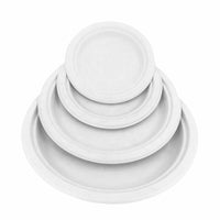 Globe Commercial Products 6" Round Fibre Bagasse Compostable Plate - 1000 Pack-White Bagasse (100% sugarcane fibre)