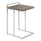 Monarch Specialties 3638 Accent Table - 25"H/Dark Taupe/Chrome Metal-Thick, rectangular tabletop in a dark taupe wood-look finish is wide to offer a more generous surface
