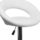 Flash Furniture – Tabouret de bar à hauteur ajustable en vinyle, dossier rond et pied chromé, 21 1/2 x 21 1/2 po, blanc-Siège pivotant
