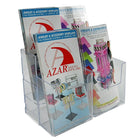 Azar Displays 2-Tiered Tri-Fold Brochure Counter Display, 4-Pocket, 2 Pack (252812)-Made from acrylic