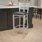 Flash Furniture HERCULES Series Silver Slat Back Metal Restaurant Barstool - Black Vinyl Seat - 2 Pack-Footrest