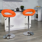 Flash Furniture 21 1/2" x 21 1/2" Vinyl Round Back Adjustable Bar Stool W/Chrome Base, Orange, 2 Pack-Swivel Seat