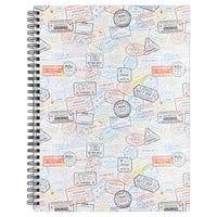 Staples Coil Notebook - 8"W x 10"L - Travel Stamps - 80 Ruled Sheets-Coil notebook with perforated pages